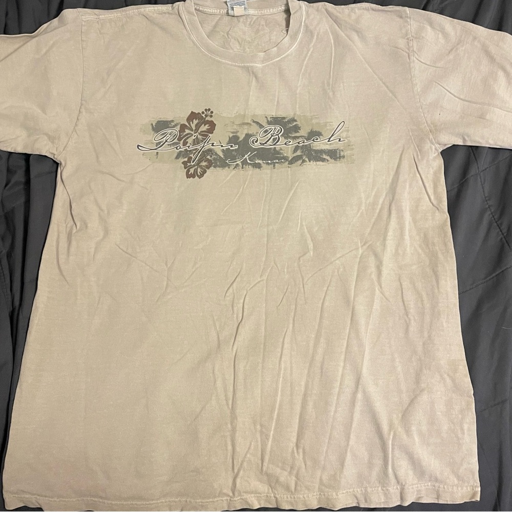 Beige Graphic Palm Beach Men's T-Shirt